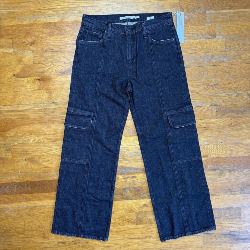 Hudson Women Jeans Size 25 Rosie High-Rised Seamed Cargo Ash Black Denim‎ NWT